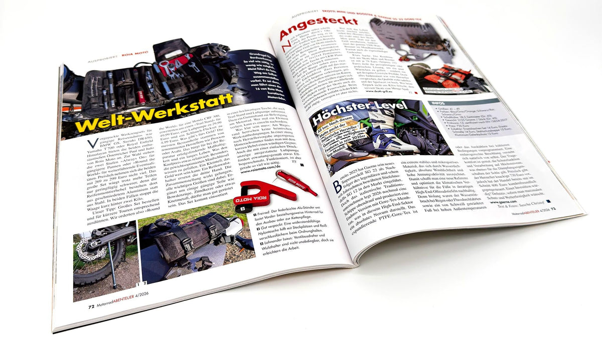 ROIA MOTO Tested by Motorrad ABENTEUER: What the Magazine Said About Our Tool Kit